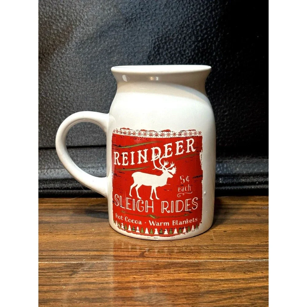 Reindeer Sleigh Rides Christmas Cocoa Mug Milk Jug Ceramic Cup